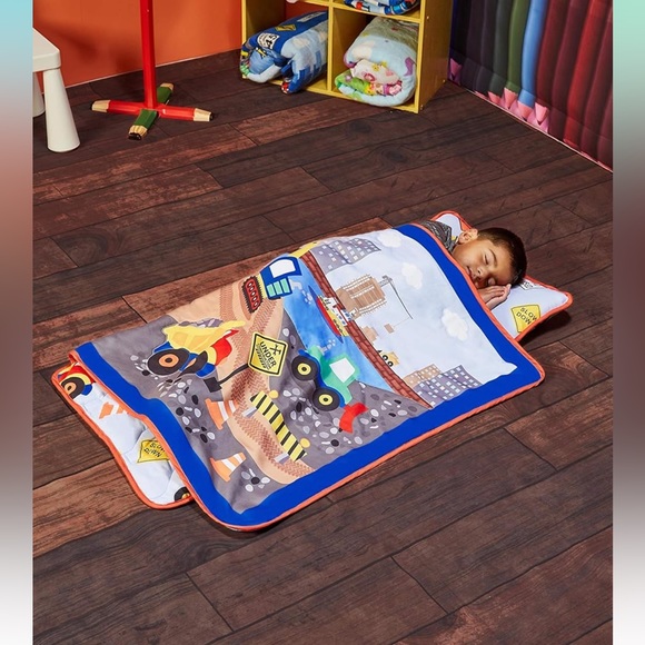 NEW Everyday Kids Toddler Nap Mat with Removable Pillow -Under Construction - Picture 3 of 6